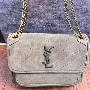 Saint Laurent Medium Niki Suede Shoulder Bag - Green